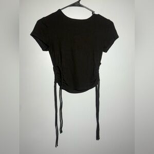 Forever 21 Black Ruched Short Sleeve Top